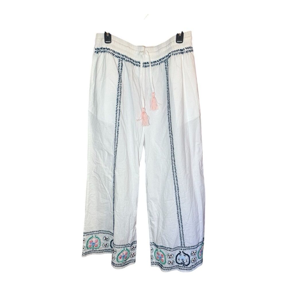 Pomegranate Inc. Palermo Embroidered Pants White Large NWT